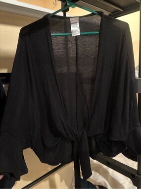 Chico's Black Tie-Front Batwing Sweater